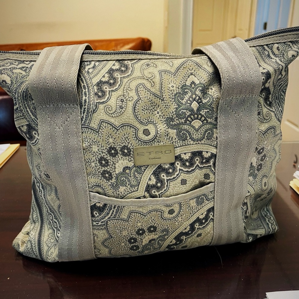 Etro Women's Black and Gray Paisley Tote